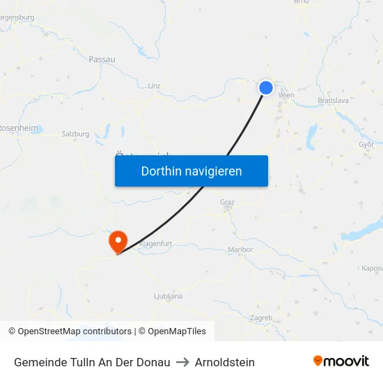 Gemeinde Tulln An Der Donau to Arnoldstein map