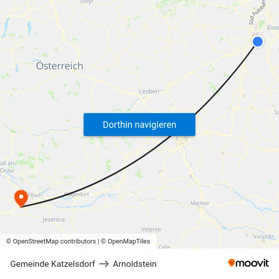 Gemeinde Katzelsdorf to Arnoldstein map