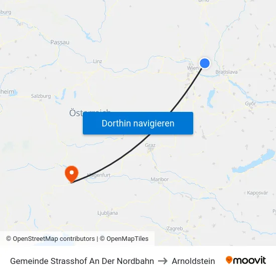 Gemeinde Strasshof An Der Nordbahn to Arnoldstein map