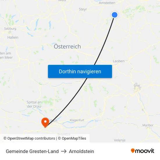 Gemeinde Gresten-Land to Arnoldstein map