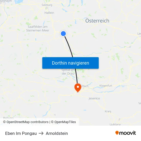 Eben Im Pongau to Arnoldstein map