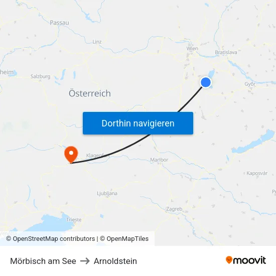 Mörbisch am See to Arnoldstein map