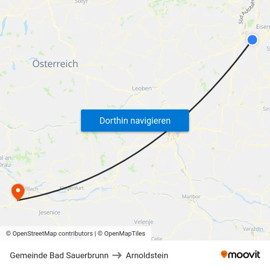 Gemeinde Bad Sauerbrunn to Arnoldstein map