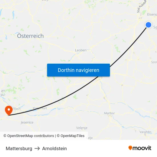 Mattersburg to Arnoldstein map