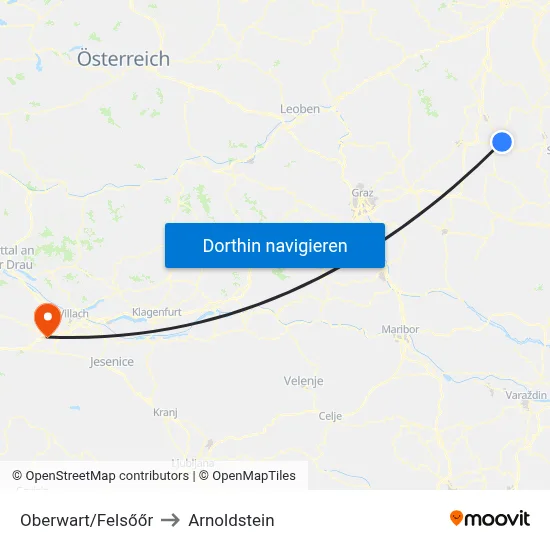 Oberwart/Felsőőr to Arnoldstein map