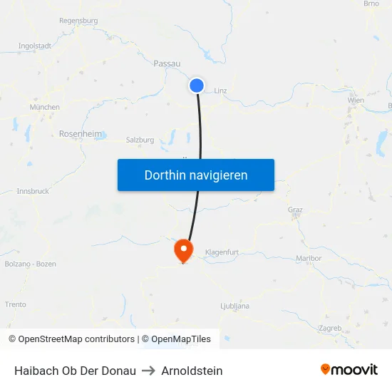 Haibach Ob Der Donau to Arnoldstein map