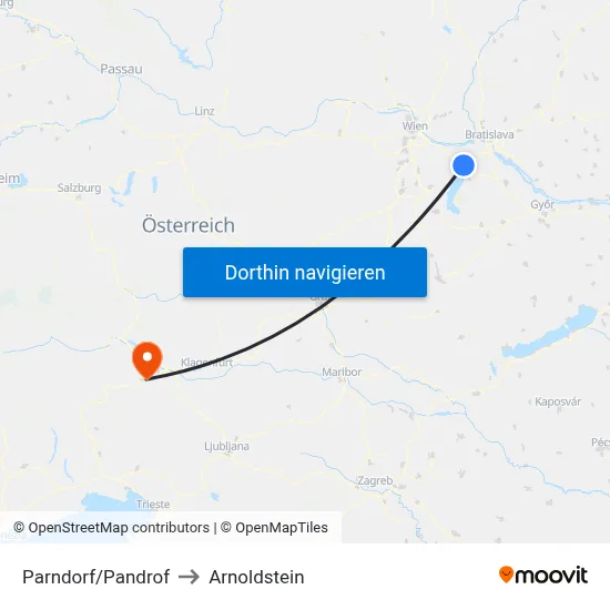 Parndorf/Pandrof to Arnoldstein map