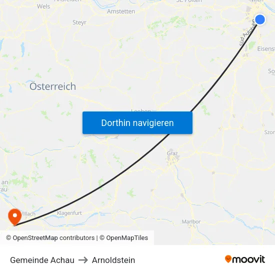 Gemeinde Achau to Arnoldstein map