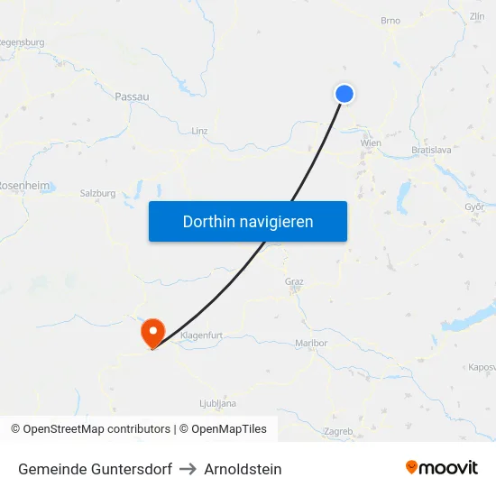 Gemeinde Guntersdorf to Arnoldstein map