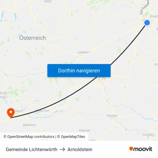 Gemeinde Lichtenwörth to Arnoldstein map