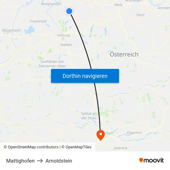 Mattighofen to Arnoldstein map
