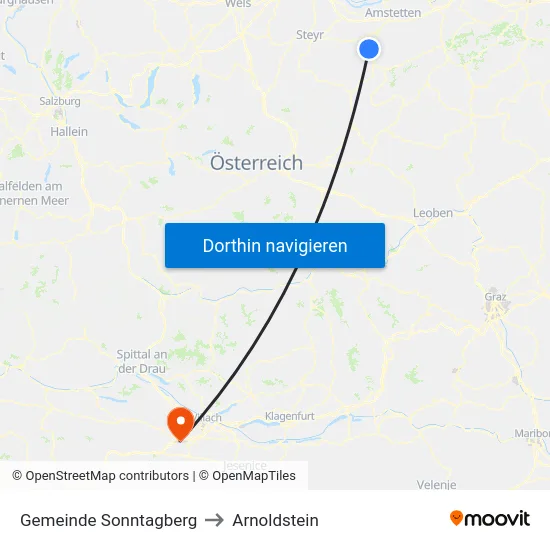 Gemeinde Sonntagberg to Arnoldstein map