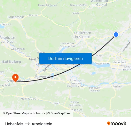 Liebenfels to Arnoldstein map