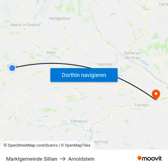 Marktgemeinde Sillian to Arnoldstein map