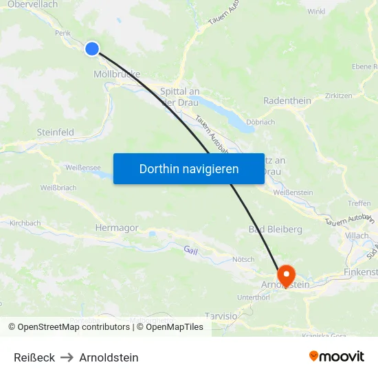 Reißeck to Arnoldstein map