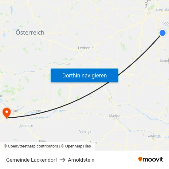 Gemeinde Lackendorf to Arnoldstein map