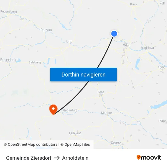 Gemeinde Ziersdorf to Arnoldstein map