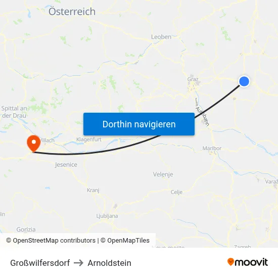 Großwilfersdorf to Arnoldstein map