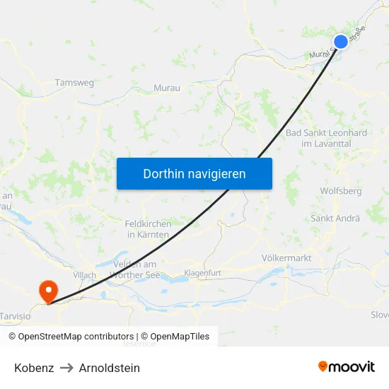 Kobenz to Arnoldstein map