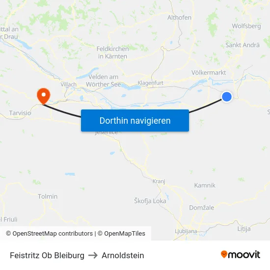 Feistritz Ob Bleiburg to Arnoldstein map