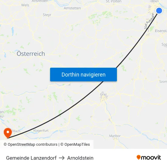 Gemeinde Lanzendorf to Arnoldstein map
