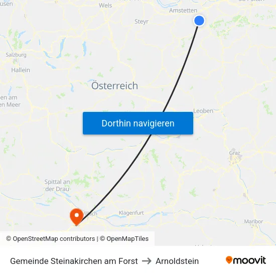 Gemeinde Steinakirchen am Forst to Arnoldstein map