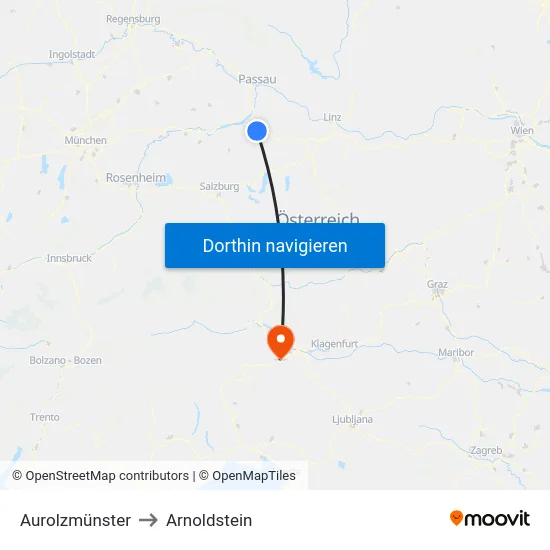 Aurolzmünster to Arnoldstein map