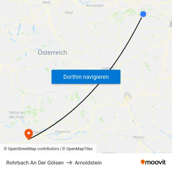 Rohrbach An Der Gölsen to Arnoldstein map