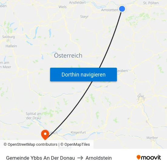 Gemeinde Ybbs An Der Donau to Arnoldstein map