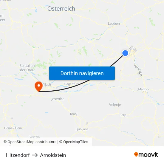 Hitzendorf to Arnoldstein map