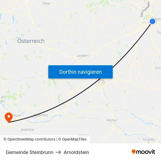 Gemeinde Steinbrunn to Arnoldstein map