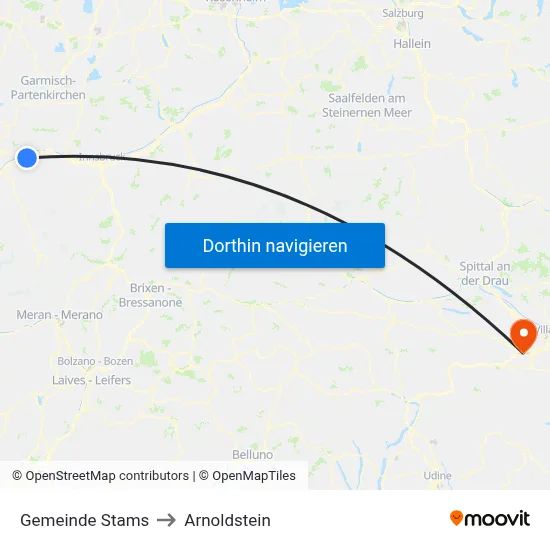 Gemeinde Stams to Arnoldstein map