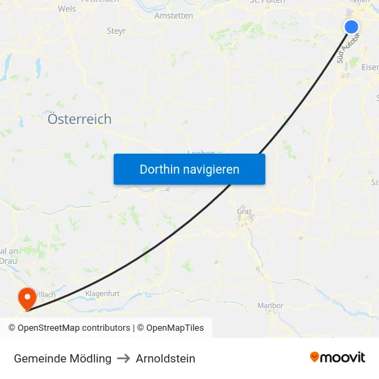 Gemeinde Mödling to Arnoldstein map