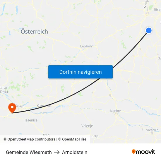 Gemeinde Wiesmath to Arnoldstein map
