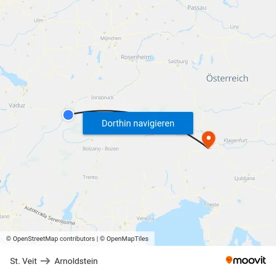 St. Veit to Arnoldstein map