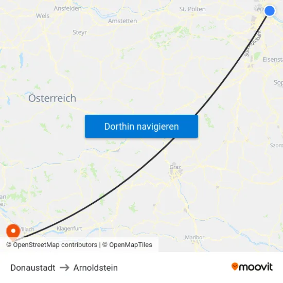 Donaustadt to Arnoldstein map