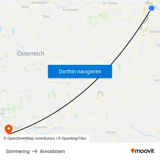 Simmering to Arnoldstein map