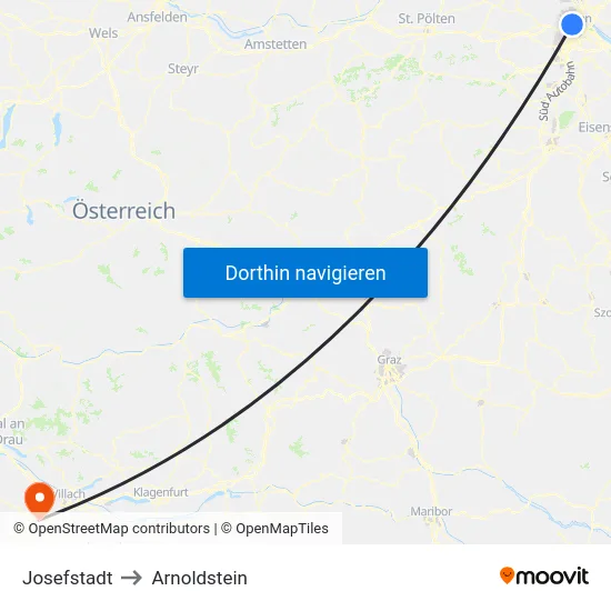 Josefstadt to Arnoldstein map
