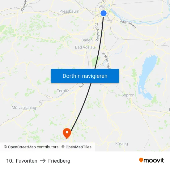 10., Favoriten to Friedberg map