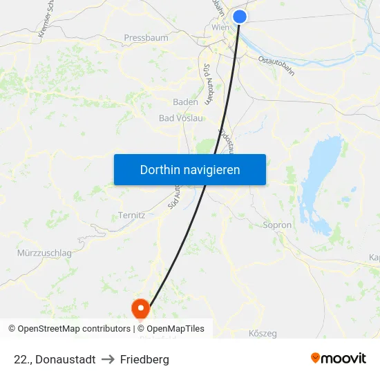 22., Donaustadt to Friedberg map