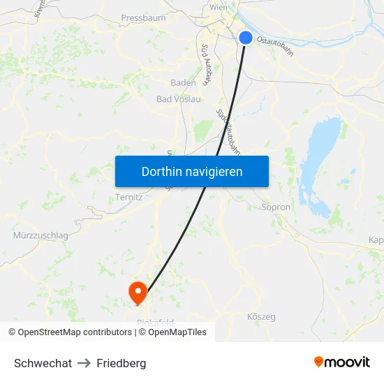 Schwechat to Friedberg map