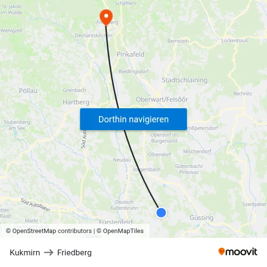 Kukmirn to Friedberg map