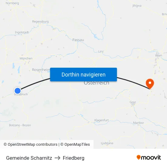 Gemeinde Scharnitz to Friedberg map