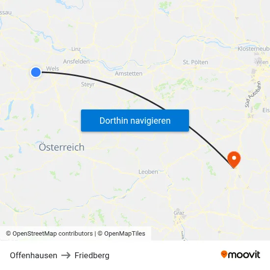 Offenhausen to Friedberg map