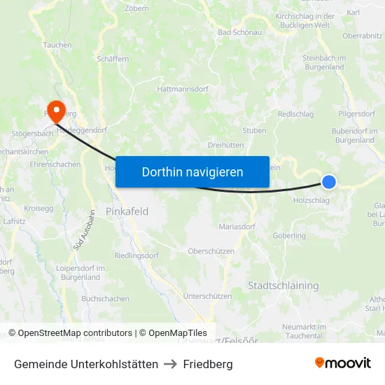 Gemeinde Unterkohlstätten to Friedberg map