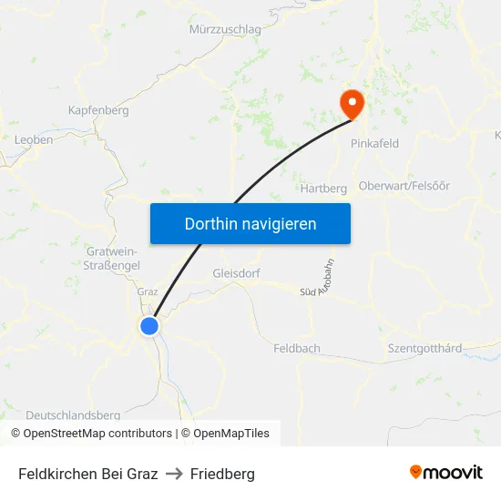 Feldkirchen Bei Graz to Friedberg map