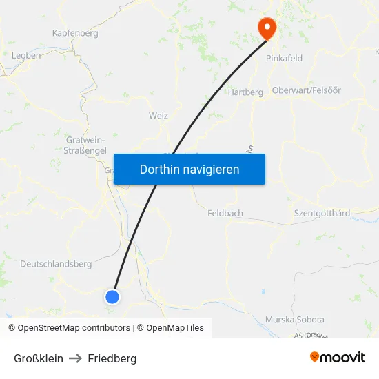Großklein to Friedberg map