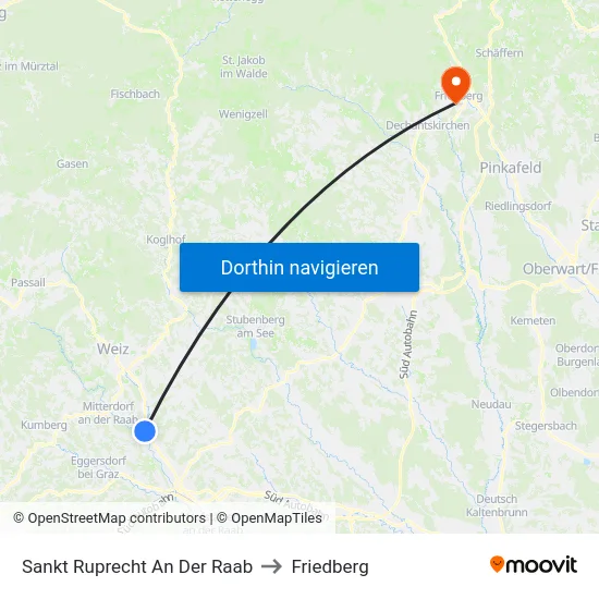 Sankt Ruprecht An Der Raab to Friedberg map