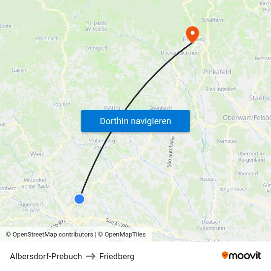 Albersdorf-Prebuch to Friedberg map