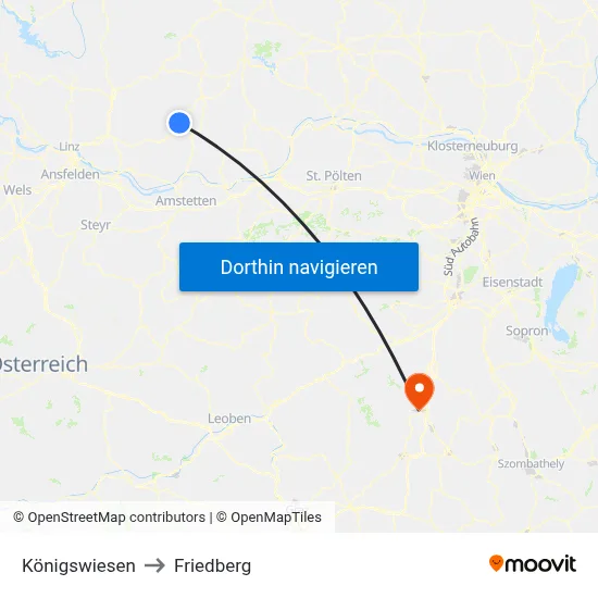 Königswiesen to Friedberg map